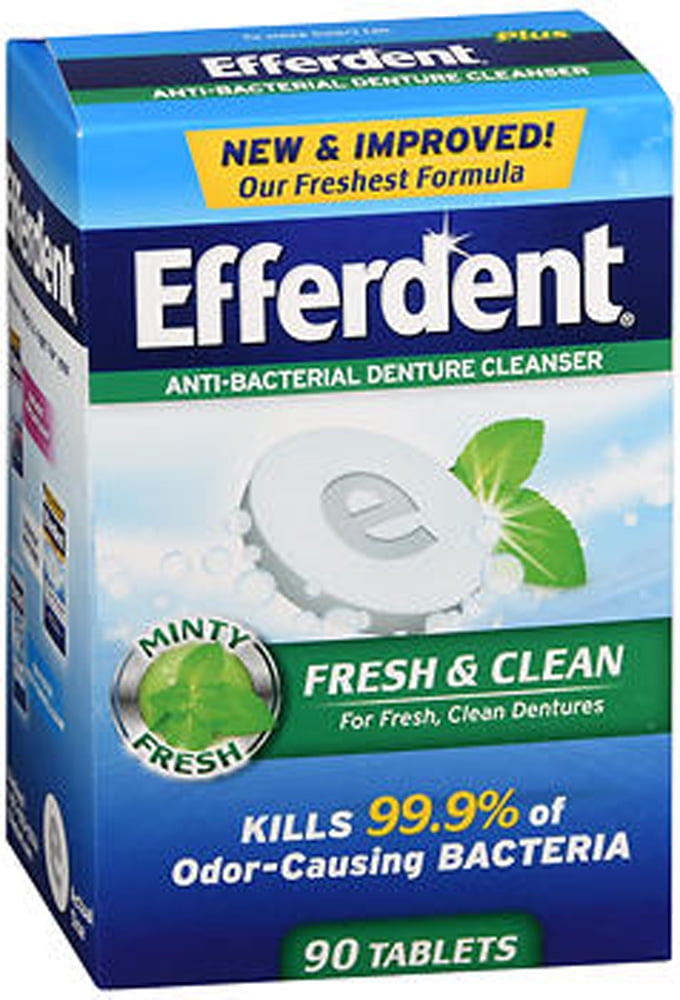 Efferdent Plus Mint Anti-Bacterial Denture Cleanser Tablets, 90 Count