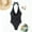 Black, variant on Women's One Piece Swimsuit Plunging Neck Cutouts Bathing Suit Textured Ruched Tie Swimwear Black M(M)