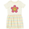 thumbnail image 3 of Inktastic Smiley Face Flower Cute Pink and Yellow Girls Toddler Dress, 3 of 5