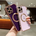 thumbnail image 5 of Compatible with Magsafe iPhone 15 Pro Case, Luxury Plating Heart with Wirless Charging & Camera Lens Protection Soft TPU Shockproof Case for iPhone 15 Pro (Purple), 5 of 8