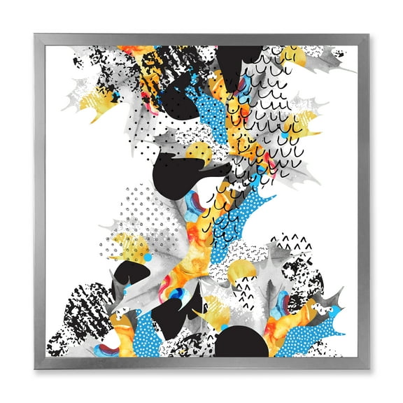 Designart 'Fluid Shapes In Bauhaus Memphis Style Minimal' Modern Framed Art Print