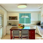 Window Treatment Kitchen Curtain 3 pieces Turquoise Color Luxury Sheer Voile Rod Pocket Light filtering 2 Tier panels and Matching Swag Valance for Kitchen Bathroom Dcor k66