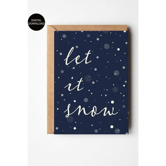 Let It Snow Greeting Card – Beautiful Winter-Themed Card with Handwritten Style – Envelope Included, Blank Inside – Perfect for Holidays, Winter Wishes, or Seasonal Greetings