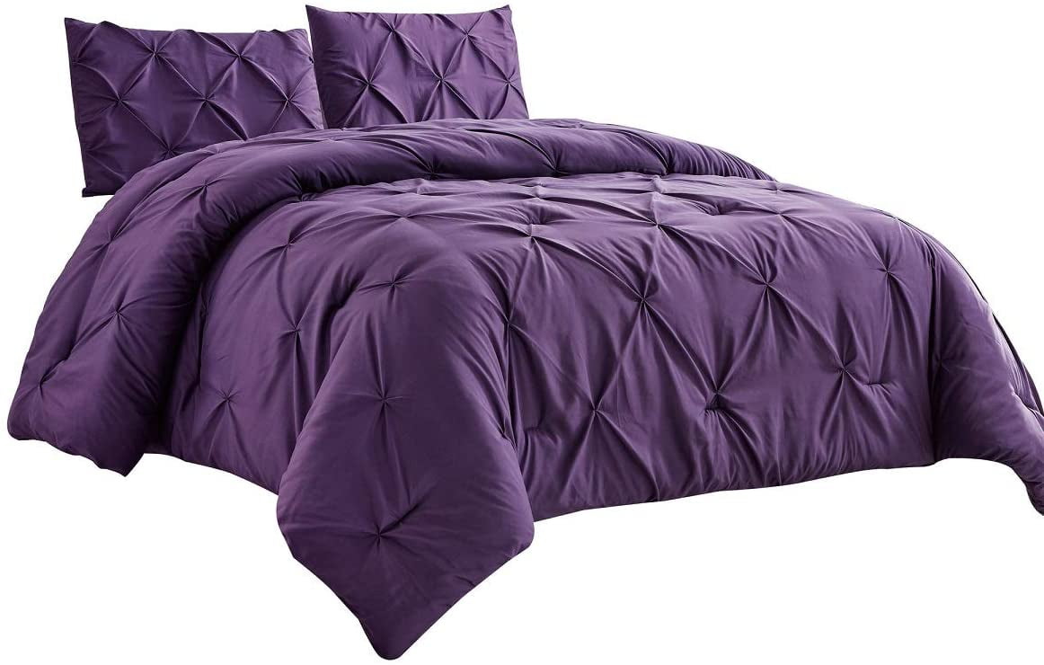 WPM 3 Piece Microfiber Comforter Set Pinch Pleat Pintuck Down