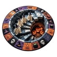 thumbnail image 4 of 3D Haunted Staircase Round Rug, Round Halloween Optical Illusion Area Rug, 3D Halloween Rug for Living Room Bedroom Entryway Party Home Halloween Decor, Style C, Medium Size, 4 of 9