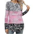 thumbnail image 3 of Uootdi Blouses for Women Dressy Casual Long Sleeve Round Neck Tunic Gift Shirts Comfy Graphic Print Trendy T-Shirts Going Out Cas, 3 of 8