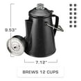thumbnail image 4 of COLETTI Classic Percolator Coffee Pot — Coffee Percolator, Camping Kettle – The Original Camping Coffee Pot, Now Modernized – For Campsite Brewmasters Everywhere [Black Enamel, 12 Cup], 4 of 8