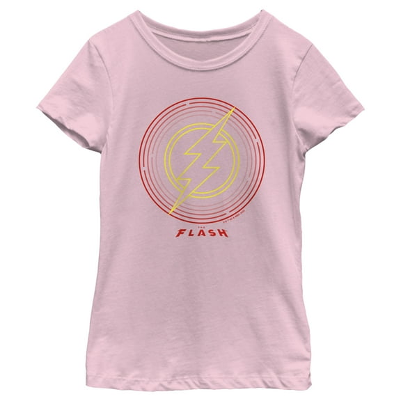 Girl's The Flash Lightning Bolt Badge Graphic Tee Light Pink Medium