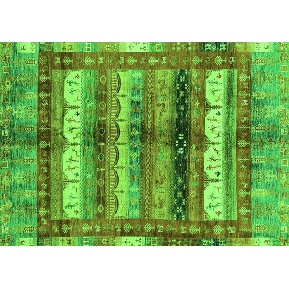 Ahgly Company Indoor Rectangle Abstract Green Modern Area Rugs, 4' x 6'