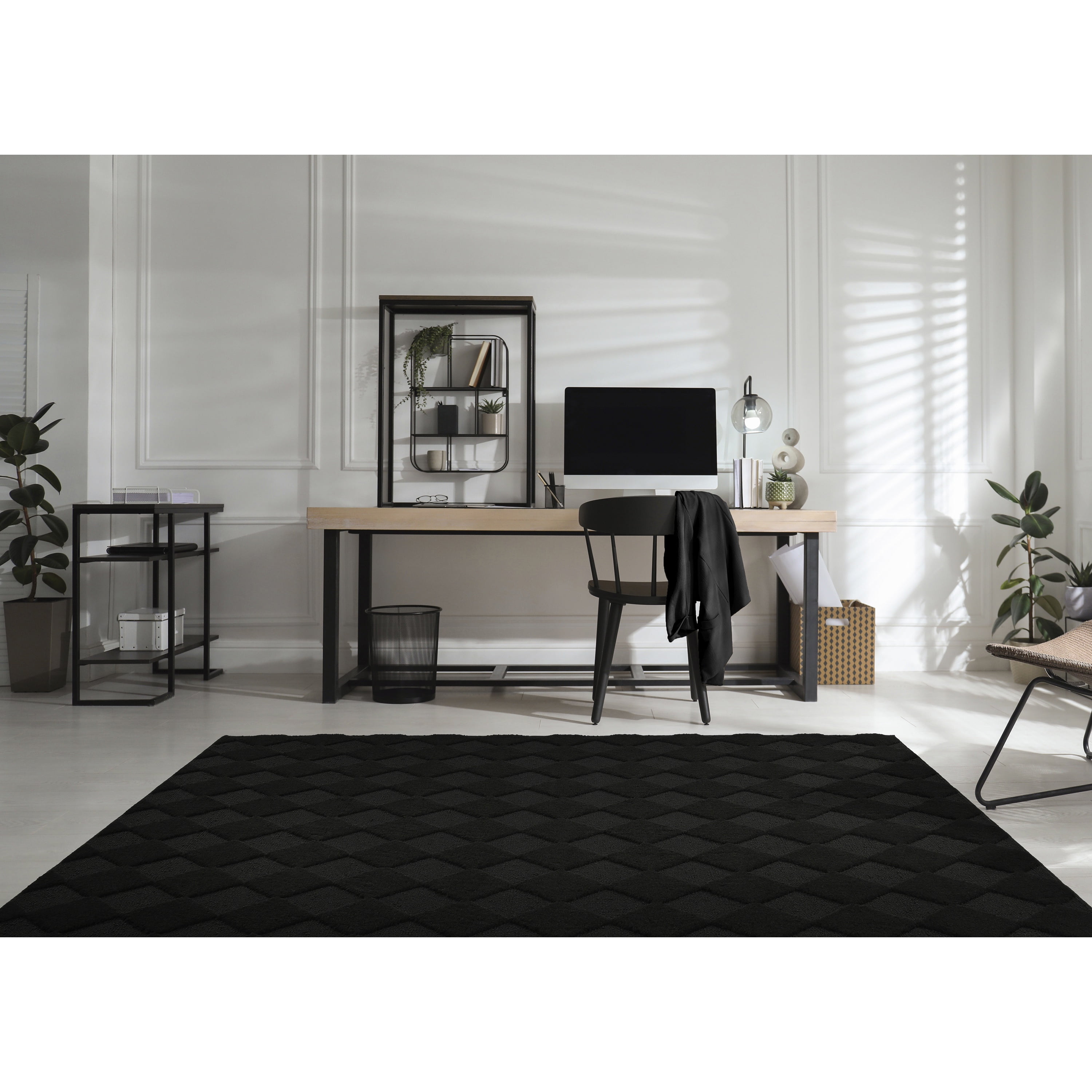 Garland Rug Diamond Polypropylene Black Indoor Area Rug, 9' x 12'