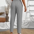 thumbnail image 4 of Women's Solid Color Drawstring Waist Full Length Casual Pants with Side Pockets, 4 of 5