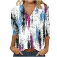 thumbnail image 6 of CYMMPU Women's Casual Floral Printed 3/4 Length Sleeve Trendy Tunic Tops Business Work Blouses Basic Tees V-Neck Shirts Summer Fall 2025 Clothes Purple S, 6 of 8