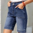 thumbnail image 5 of HBGVBA Bermuda Demin Shorts for Women Solid Color Stretch Button Waist Fashion Casual Summer Jean Shorts with Pockets, 5 of 7