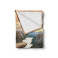 thumbnail image 2 of Mountain Soft Flannel Fleece Blanket, Northern Mountains Canyon Landscape with Calm River in Norway Scenic Nature Tops, Cozy Plush for Indoor and Outdoor Use, 50" x 70", Brown Green, by Ambesonne, 2 of 5