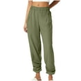 thumbnail image 2 of Htigea Sweatpants Women Baggy Joggers Workout Loose Lounge Lightweight Comfy Sweat High Waisted Athletic Pants Army Green S, 2 of 7