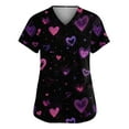 thumbnail image 2 of Fabrcox S-5XL Valentine Day Scrubs for Women Plus Size Love Heart Graphic Holiday Scrubs Top for Women V Neck Short Sleeve Women's Nurse Uniform with Pockets, 2 of 5