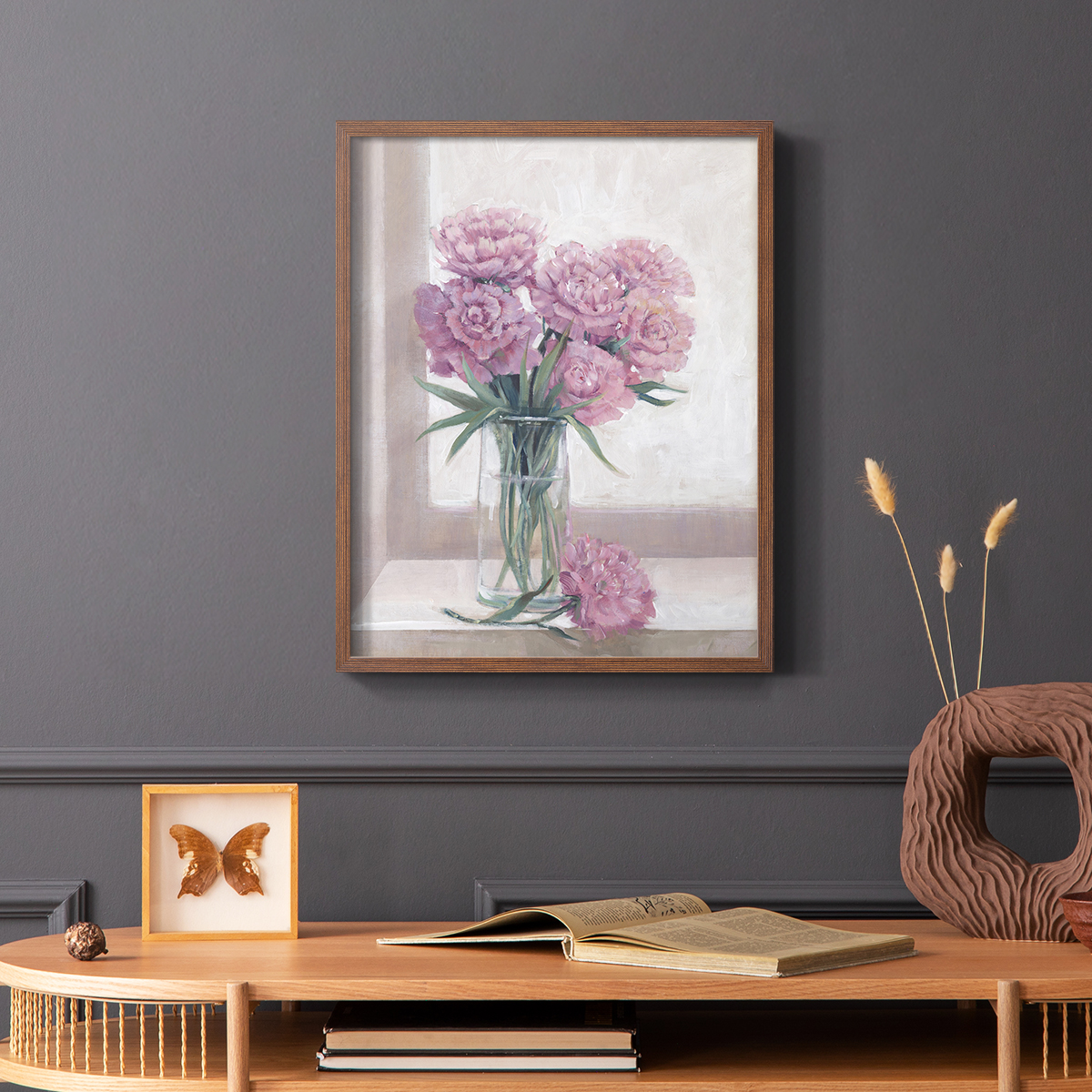 Windowsill Floral II Framed Print - Solid Wood in Single Picture Frame Solid Wood 2 Framed Print