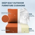 thumbnail image 5 of Patiobula Outdoor Deep Seat Cushion Set, 24 x 24, Water Repellent, Fade Resistant, 6" Thicken Deep Seat Bottom and Back Cushion for Chair, Sofa, and Couch, Orange (12-Piece), 5 of 9