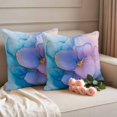 thumbnail image 2 of Blue Purple Pink Floral Marble Outdoor Waterproof Pillow Covers, Contemporary Abstract Art Decorative Square Throw Pillowcase Sofa Cushion Sham for Patio/Couch/Chair, 16"x16" 2 Pack, 2 of 8