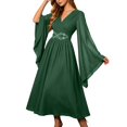 thumbnail image 2 of Huowey Medieval Witch Gothic Dresses Halloween Costumes For Women Flowy Fancy Cosplay Party Gown V-Neck Long Sleeve Elegant Halloween Dress,Green,XXXL, 2 of 4