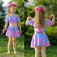 thumbnail image 3 of 2-Piece Mermaid Swimsuit for Girls Ruffle Sleeve Bathing Suit Bikini Beach Pool Swimwear, 3 of 6