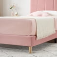 thumbnail image 6 of Twin Bed Frame with Headboard, Velvet Upholstered Twin Platform Bed Frame for Girls, Strong Wooden Slats Support, Noise-Free, Easy Assembly (Pink), 6 of 6