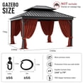 thumbnail image 2 of Pakunoda 12' X 6.5' Gazebo Universal Replacement Privacy 4-Panel Curtains, Waterproof Outdoor Curtains Terrared Sidewall with Zipper for Patio Garden Backyard 12' X 12' Gazebo, Curtain Only, 2 of 8