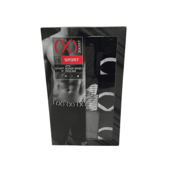 2(X)IST Mens 9 Inseam Sport Boxer Brief 3-pack Stretch, Multicolor, M 32-34
