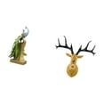 thumbnail image 5 of 2 Pieces Deer Head Wall Sculpture Peacock Statue Resin Decorative Figurine for Living Room Office Desk Entryway Decor, 5 of 8