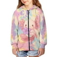 thumbnail image 3 of Chaqlin Tie Dye Flower Axolotl Youth Zip Up Hoodie Lightweight Long Sleeve with Pockets Casual Athletic Outerwear Teens Size 13-14, 3 of 7