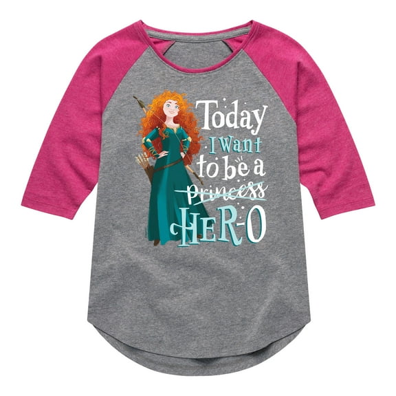 Disney Princess - Want To Be A Her-o - Toddler And Youth Girls Raglan Graphic T-Shirt