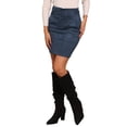 thumbnail image 1 of Falda de mujer Inspire Chic de ante sintético, de cintura alta, casual, con cinturón, falda lápiz, talla L, azul oscuro, 1 of 6