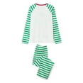 thumbnail image 6 of Elippeo Christmas Pajamas for Family Long Sleeve Elf Letter Print Tops + Striped Pants Set Sleepwear, 6 of 10