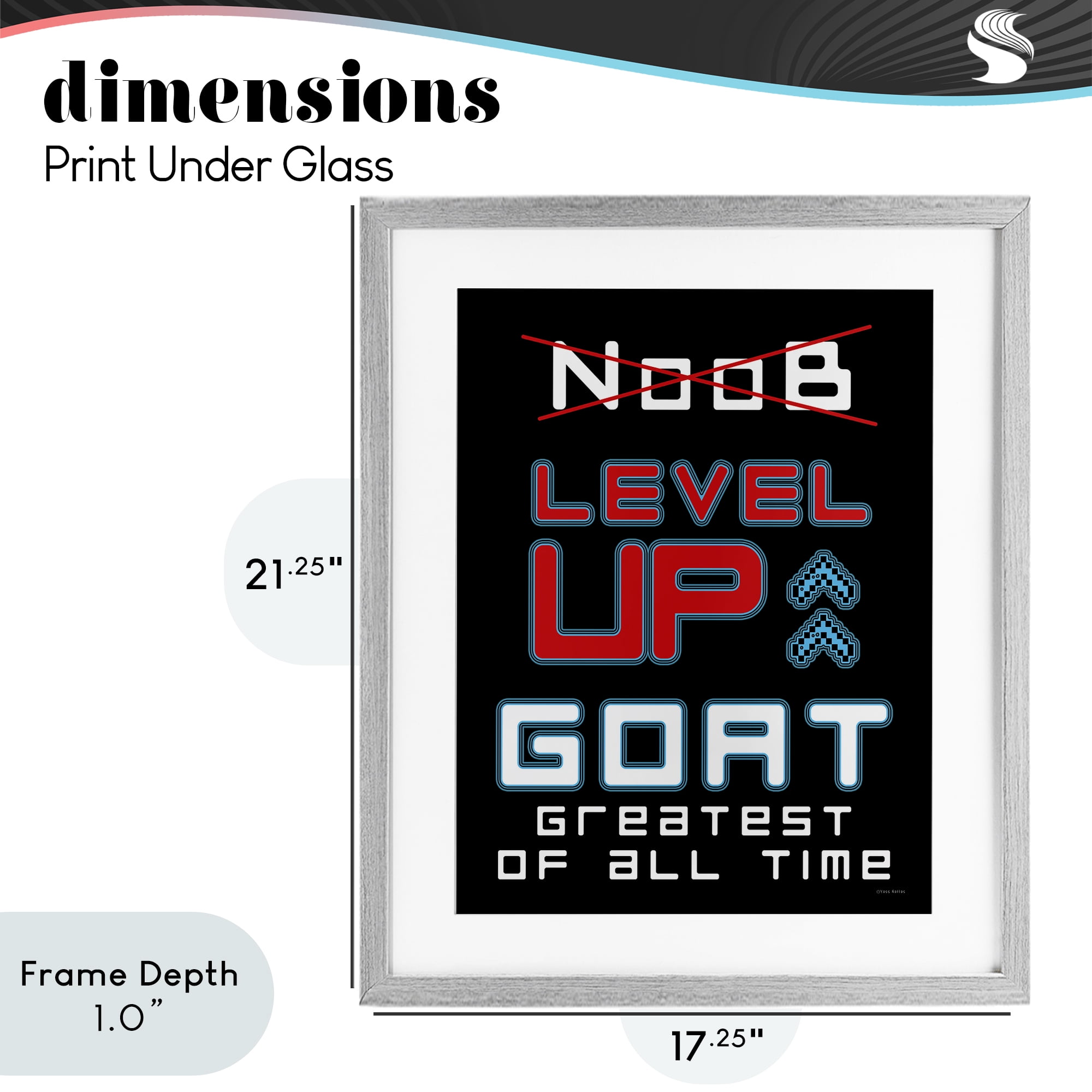 Stupell Industries Greatest Of All Time Gamer Gray Framed Print Under Glass, design by Yass Naffas Designs