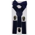thumbnail image 2 of HEVIRGO Suspenders& Bowtie, 2Pcs/Set Solid Color Kids Boy Girls Clip-on Y-Shape Elastic Suspenders Bowtie, Navy Blue, 2 of 8
