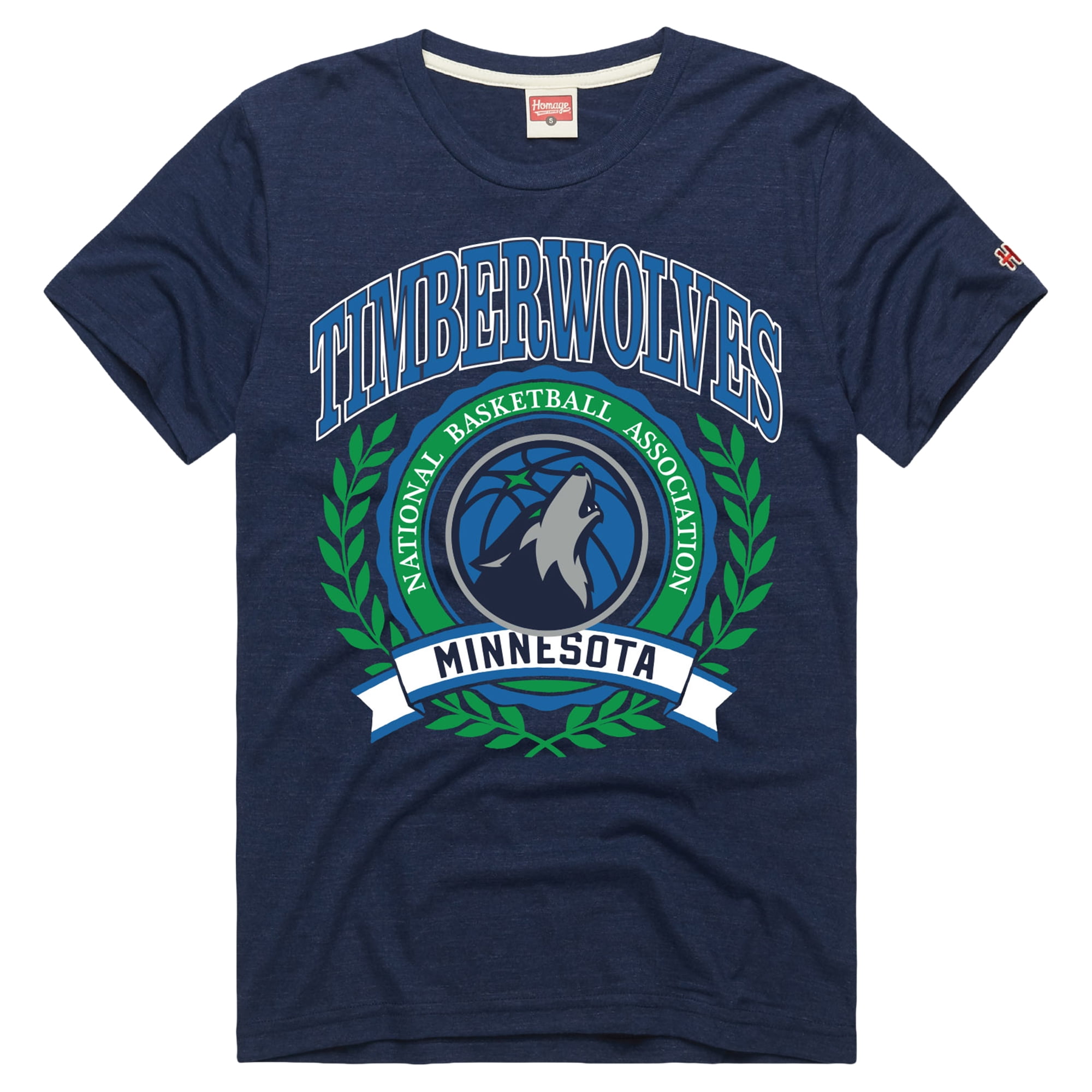 Unisex Homage Navy Minnesota Timberwolves Crest Tri-Blend T-Shirt