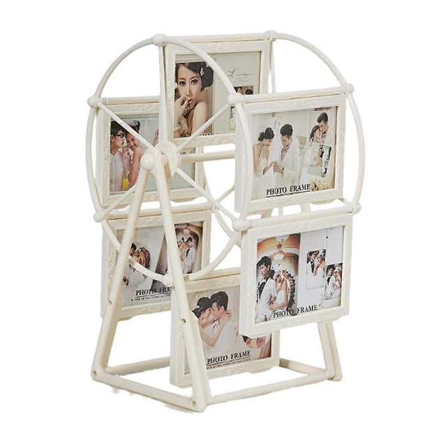Retro Vintage Rotating Wheel Picture Frame, Personalized Family Photo Frame Shows for 12 Photo Home Decor A