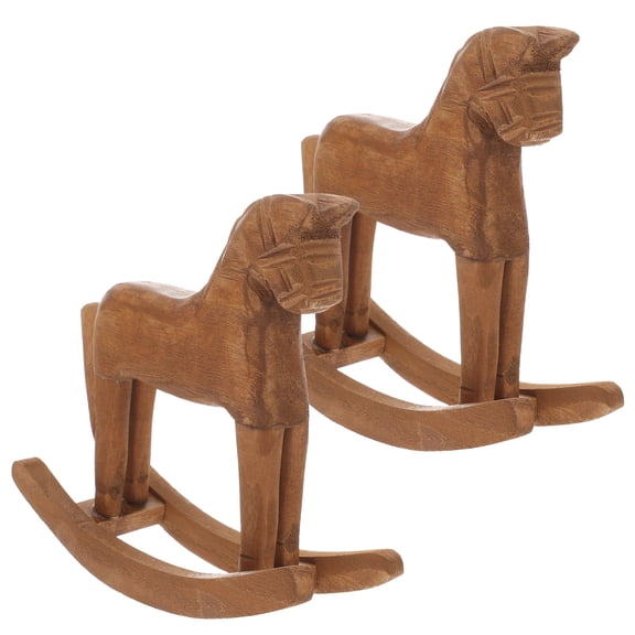 CRILSTYLEO 2-Pack Wood Horse Figurines for Tabletop Decor, Desk Accessories, Small Decorative Desk Sculptures