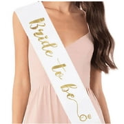 Bride to Be Sash Bridal Party Favor Bachelorette Party Sash Bride Ribbon - White with Gold Print