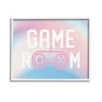 Stupell Industries Pastel Gamer Room Sign Typography Painting White Framed Art Print Wall Art, 14 x 11