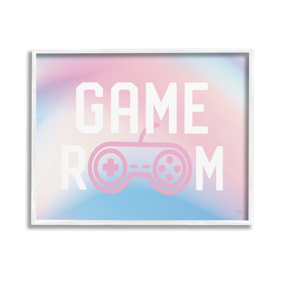 Stupell Industries Pastel Gamer Room Sign Typography Painting White Framed Art Print Wall Art, 14 x 11