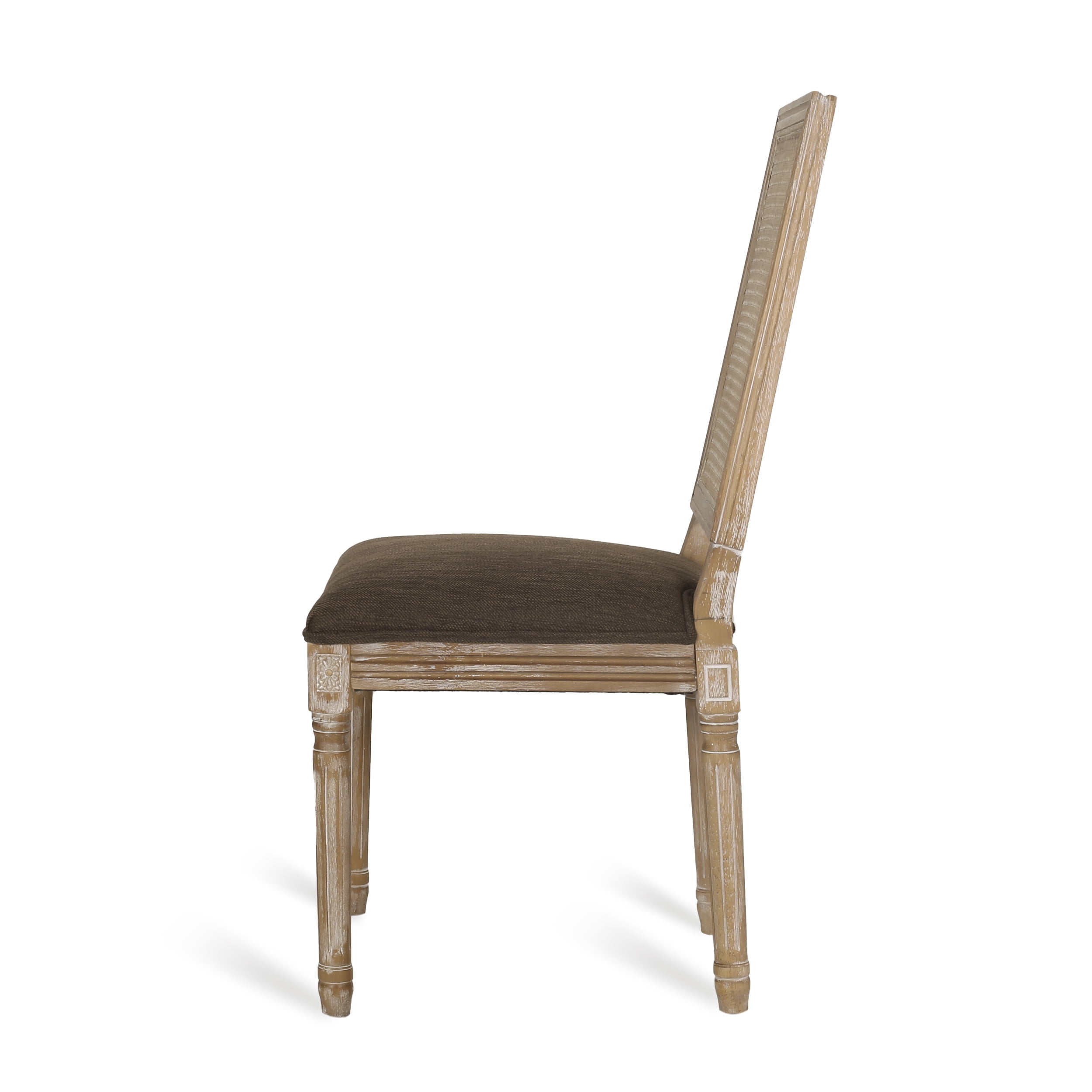 Noble House Beckstrom French Wood Upholstered Dining Chair, Set of 6, Brown, Natural