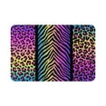 thumbnail image 1 of Leopard Print Bath Mat Zebra Pattern Rugs Colorful Patchwork Mix Skin Wild Animals Safari Doormat Kitchen Floor Doormats 16"x24", 1 of 8