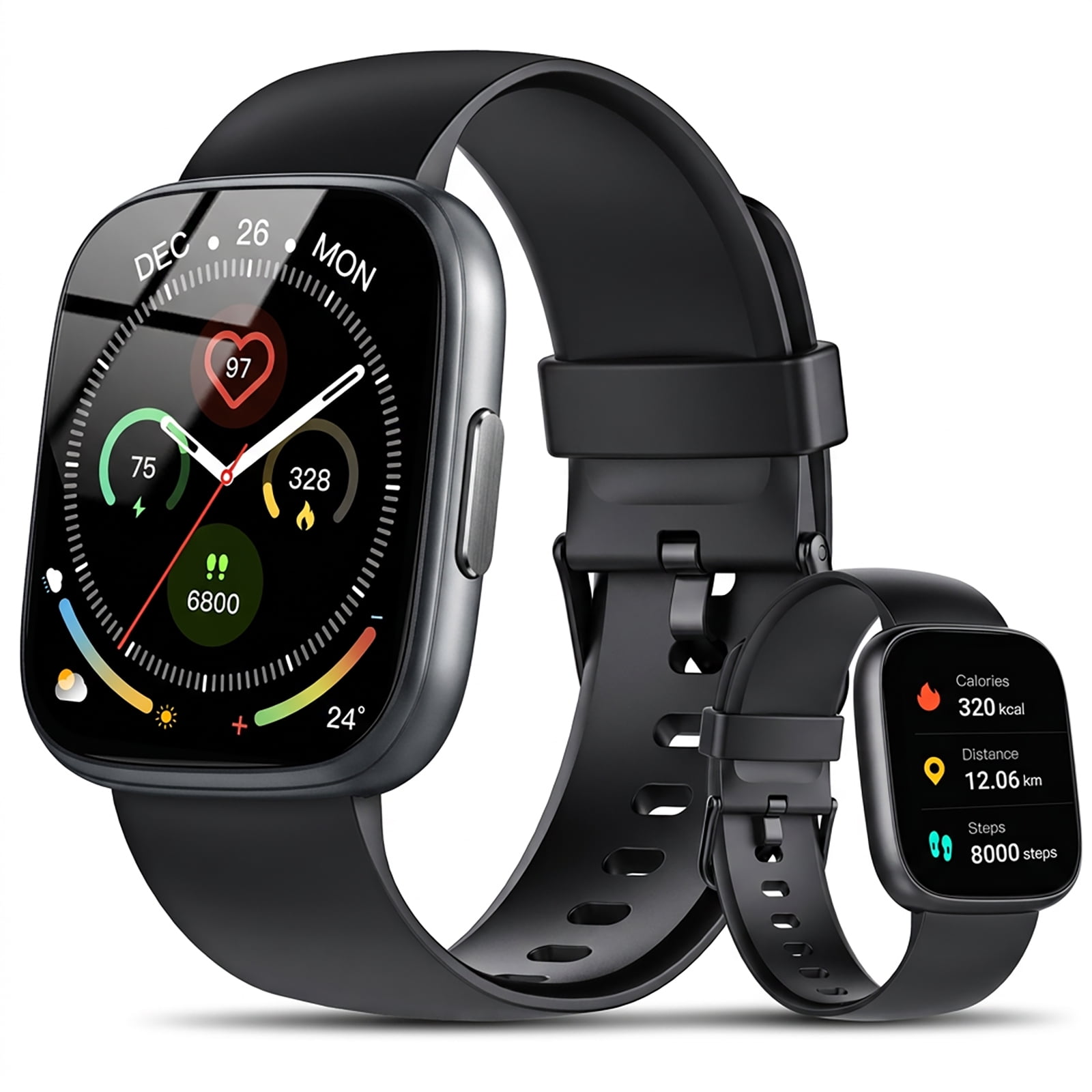 Smart Watches for Men Women Answer/Make Calls, 1.95" HD Touch Screen Fitness Watch with Steps/Calorie, 110+ Sport Modes Activity Tracker, IP68 Waterproof Smartwatch for Android iOS, for Gift, Black