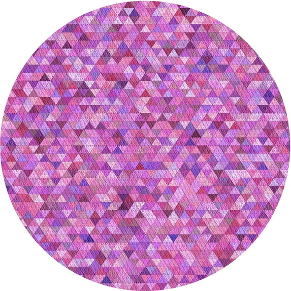 Ahgly Company Machine Washable Indoor Round Transitional Violet Purple Area Rugs, 7' Round