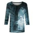 thumbnail image 6 of VKOYWKM Women Tops Halloween 3/4 Sleeve T-Shirts Halloween Graphic Casual Crew Neck Fall Tunic Top, 6 of 6