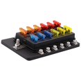 thumbnail image 1 of 12-Way Blade Box, Box Block with LED Warning Indicator Waterproof Cover for Car Boat RV DC 12-32, 1 of 4