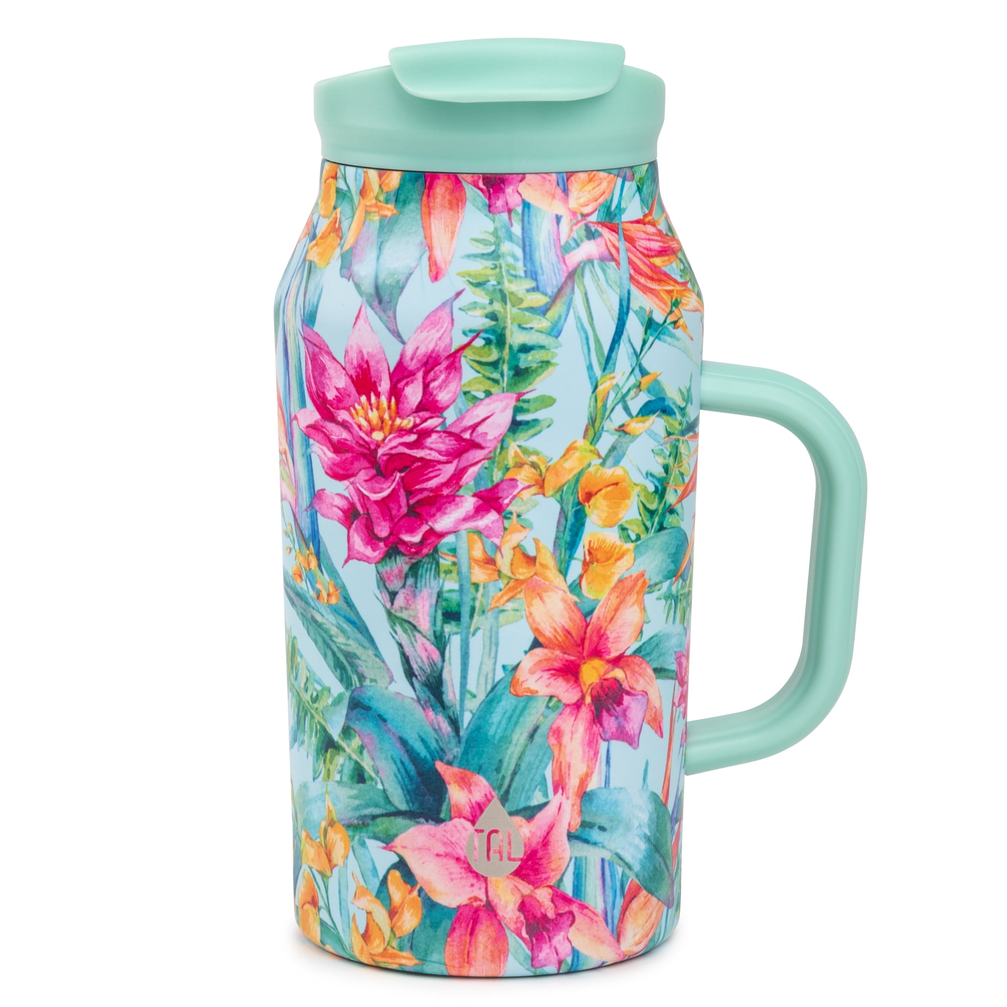 TAL Stainless Steel Basin Tumbler Water Bottle 40 fl oz, Green Tropical