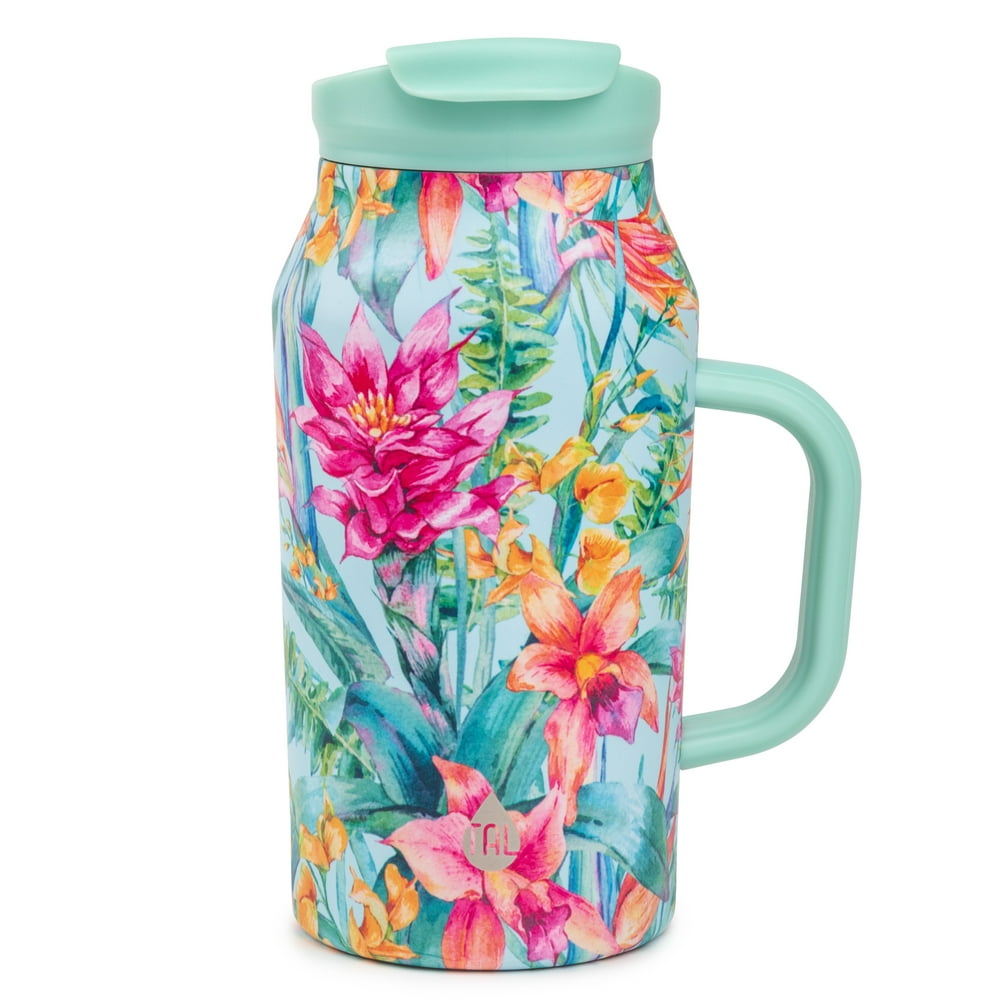 TAL Stainless Steel Basin Tumbler Water Bottle 40 fl oz, Green Tropical