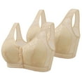 thumbnail image 1 of LOVZFMLL Bras for Women Woman's Embroidery Front Button Large Size Underwear Bra Without Steel Rim Beige 46/105, 1 of 2